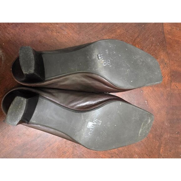 Franco Sorto Brown Leather Slip-On Loafer Mules With Kitten Heel Size 8.5 - Picture 7 of 11